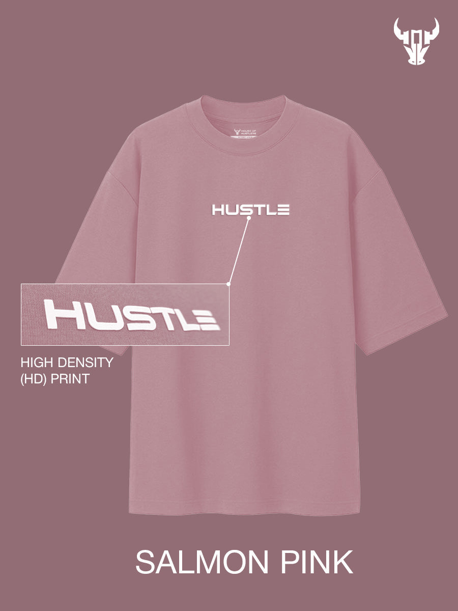 'Hustle' Salmon Pink Unisex Oversized Tee - House Of Hustlers