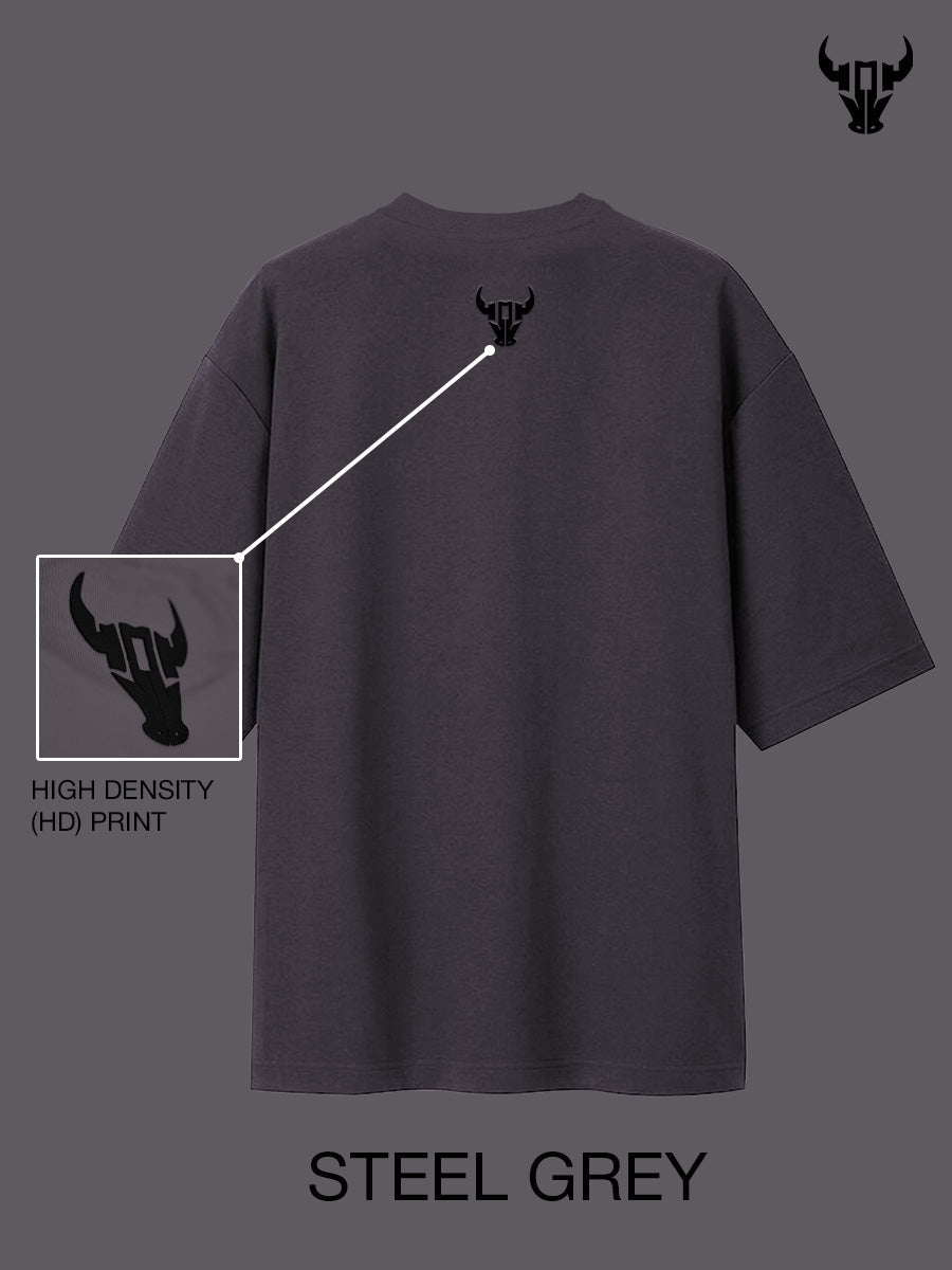 'Hustle' Steel Grey Unisex Oversized Tee - House Of Hustlers