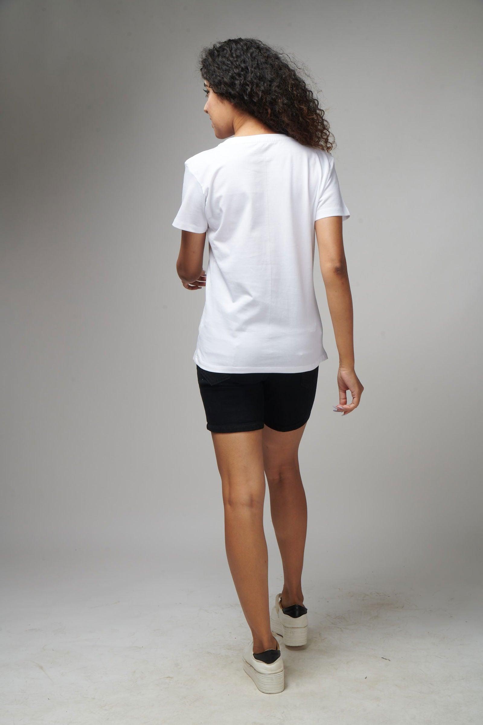 White Women's Half Sleeve T-Shirt - House Of Hustlers