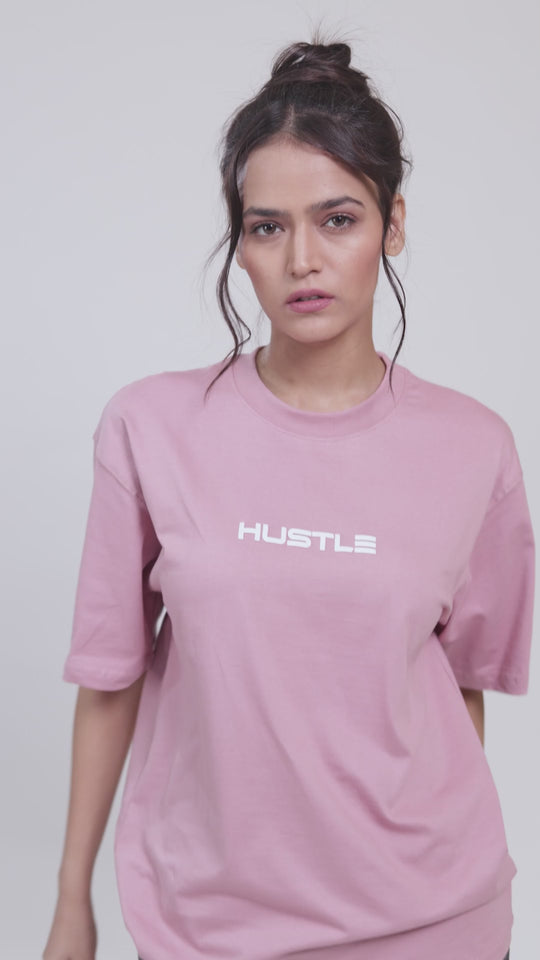 'Hustle' Salmon Pink Unisex Oversized Tee