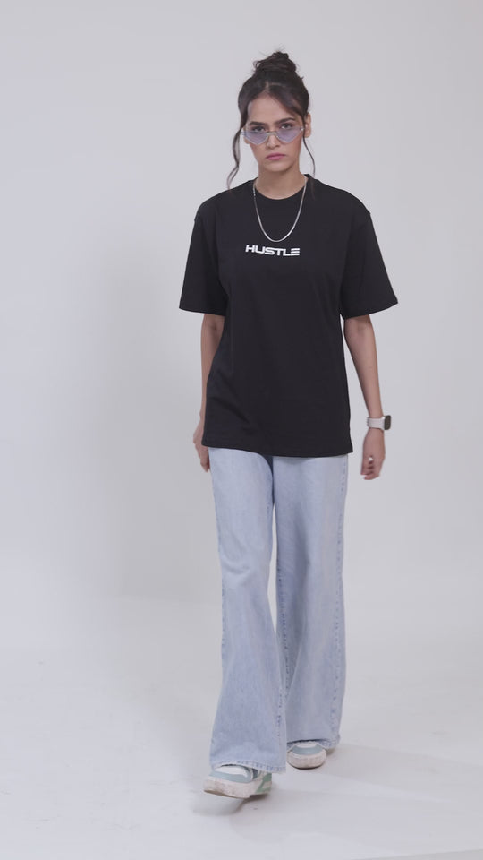 'Hustle' Black Unisex Oversized Tee
